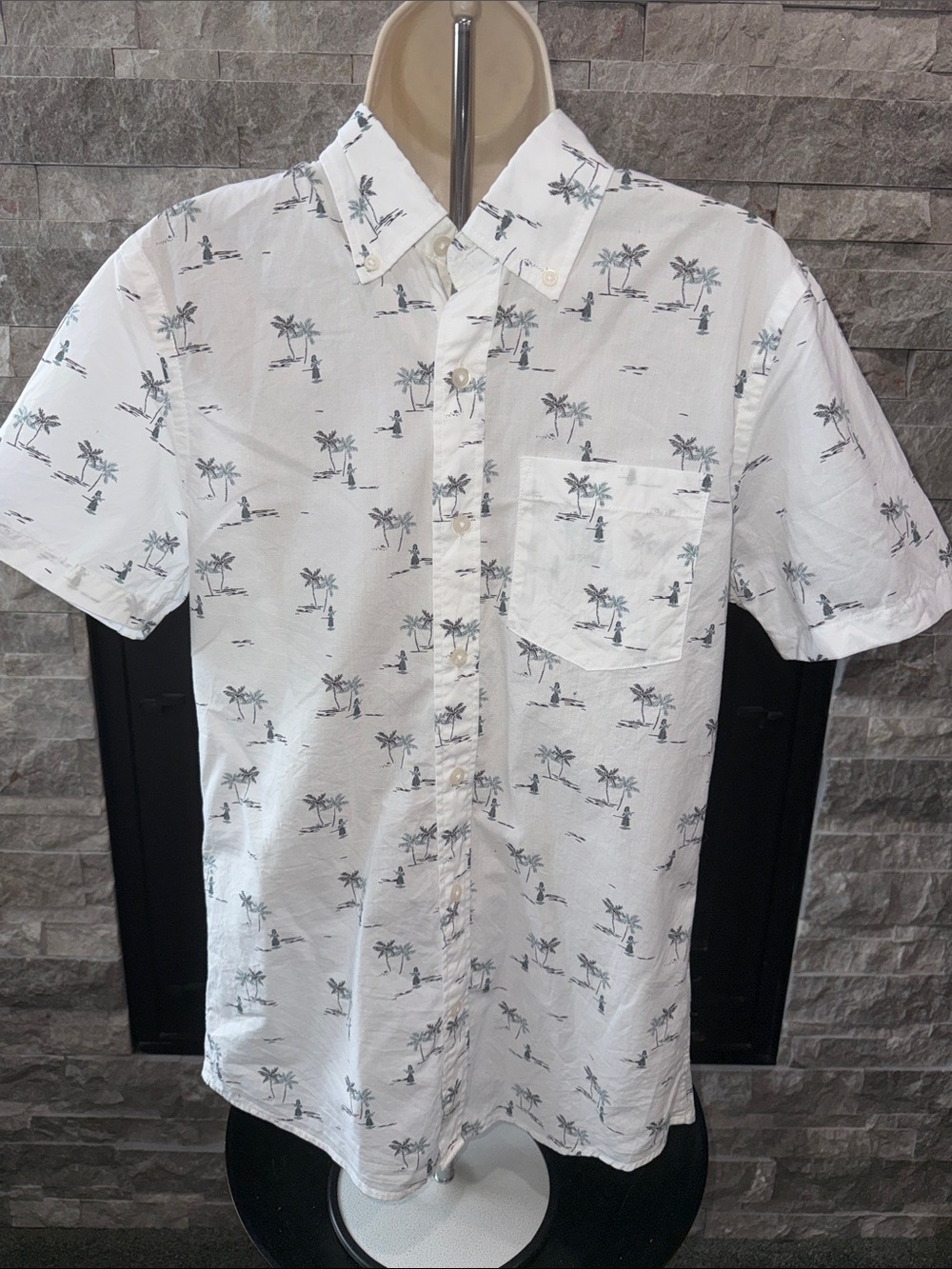 Goodthreads White Palm Print Casual Shirt